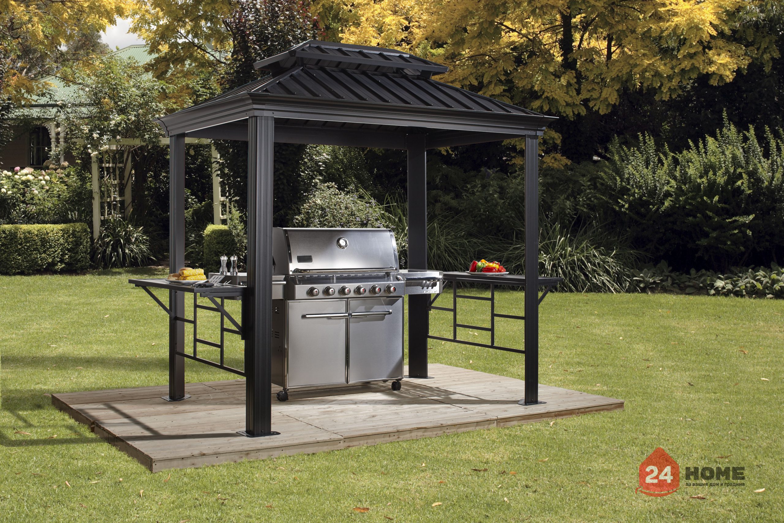 Алуминиева пергола с метален Sojag Месина BBQ 1.8x2.9x2.6 м, цвят Антрацит - Image 7