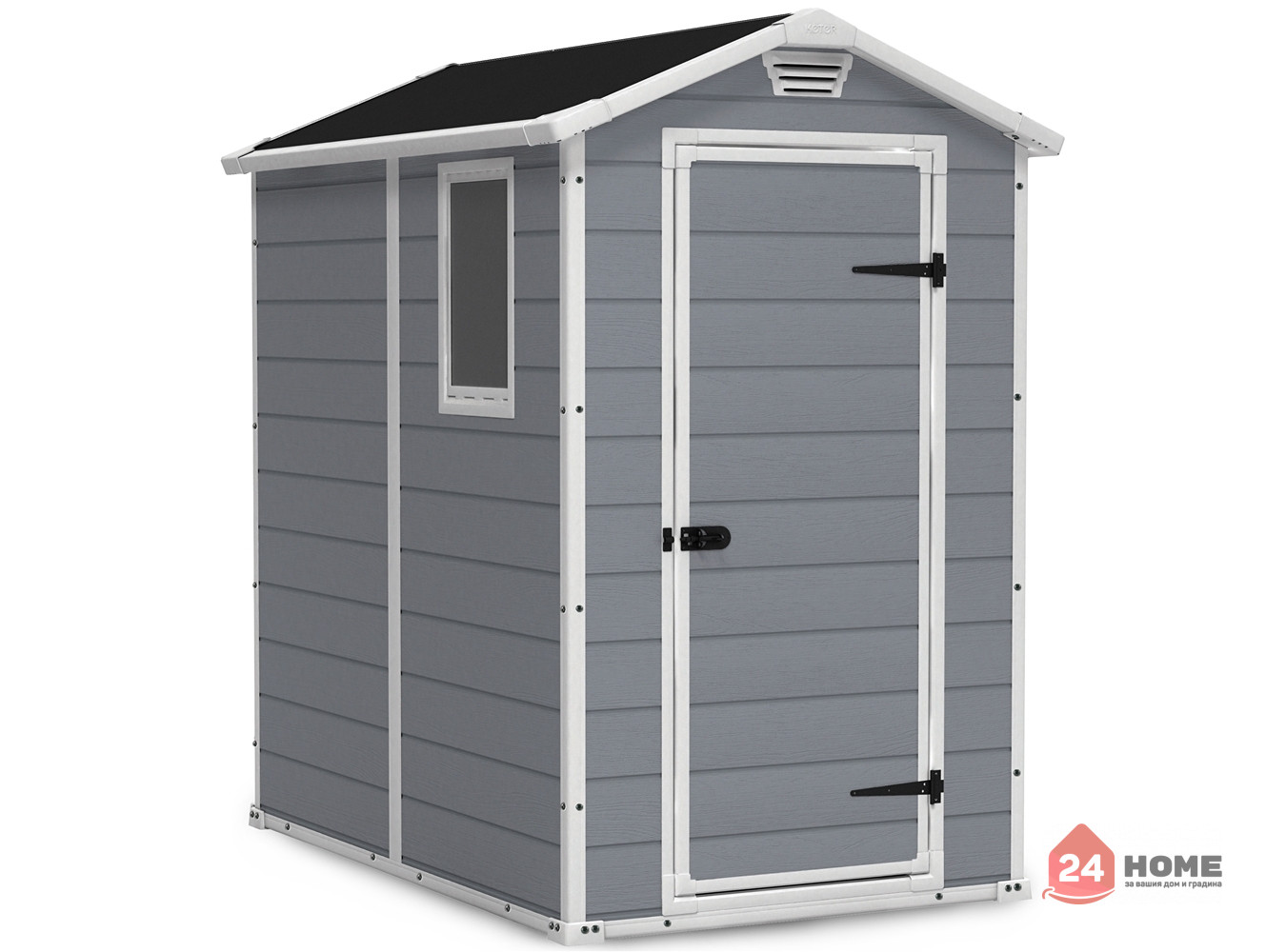 Градинска барака Keter Manor, сива 130x192х198 см, 4x6ft, HDPE пластмаса - Image 3