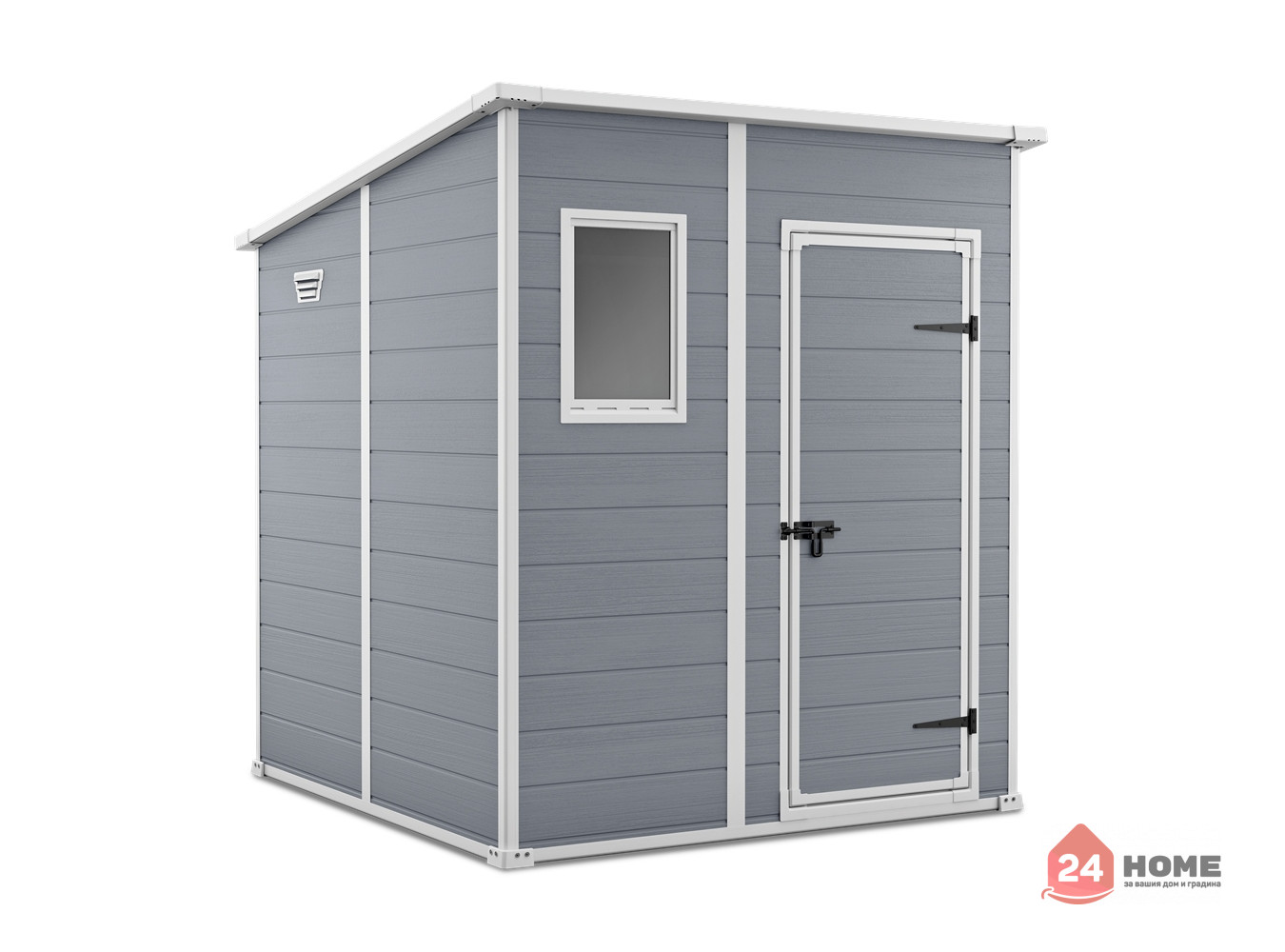 Градинска барака Keter Manor Pent, сива 183x185х200 см, 6x6ft, HDPE пластмаса - Image 3