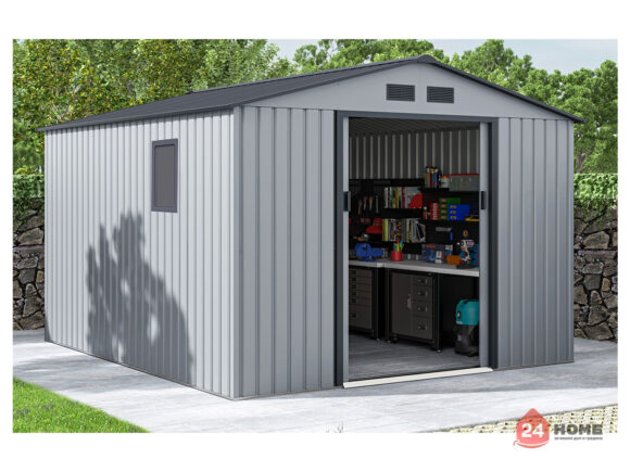 Градинска барака за инструменти SUNNY Hudson, Светло сива 322х277x213 см, площ 8.25 m 2
