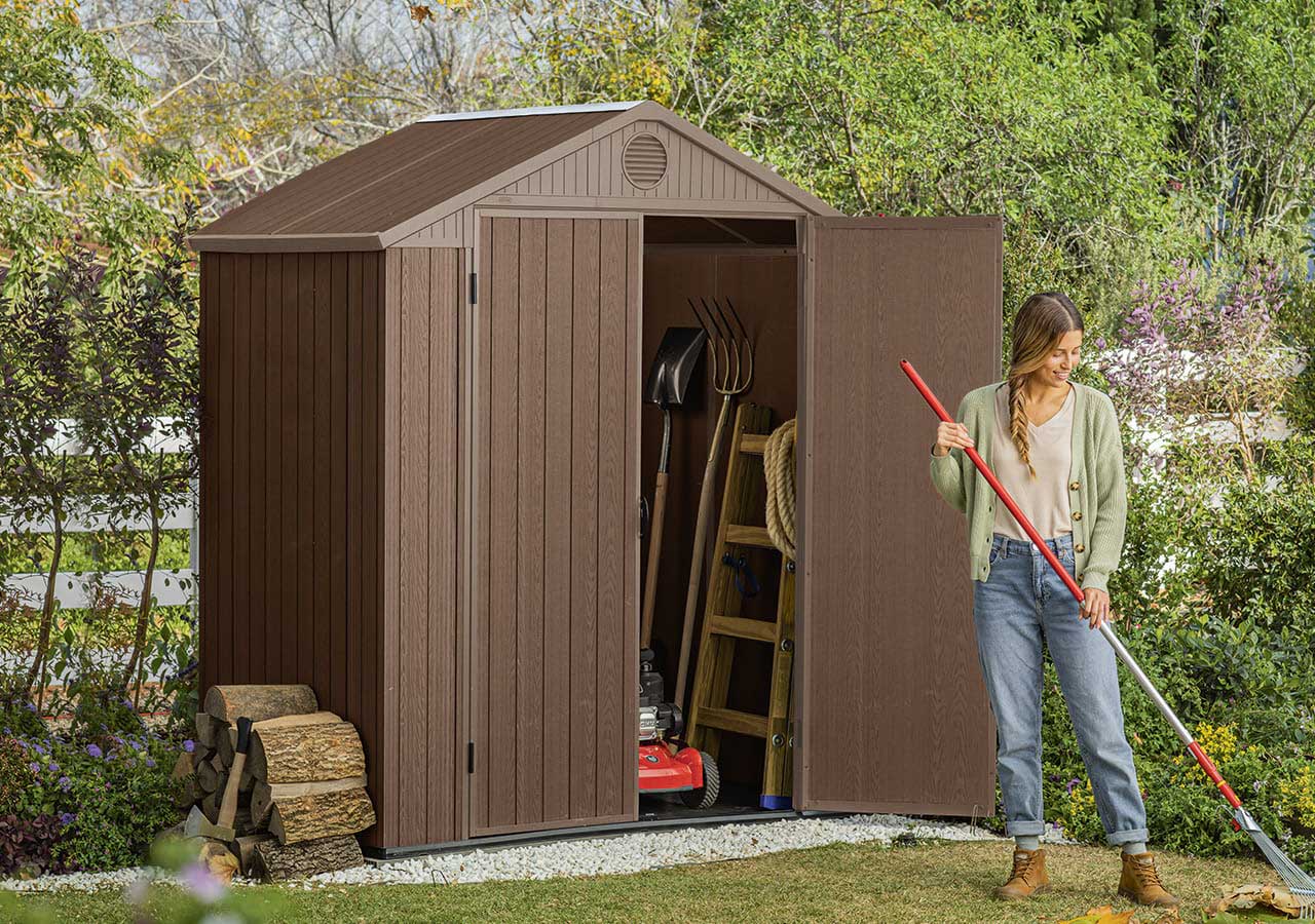 Градинска барака Keter Darwin имитация на дърво 121x190x221 см 6х4ft Evotech+ пластмаса - Image 3