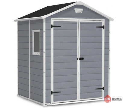 Градинска барака Keter Manor, сива 185x152x227 см, 6x5ft, HDPE пластмаса