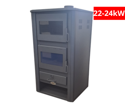 Камина с водна риза и фурна за готвене Blist Milano E, Сива 22-24kW