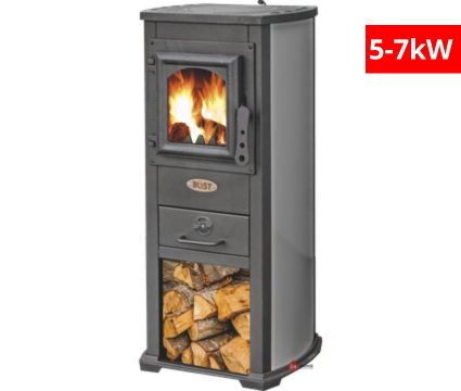Камина с чугунена врата и плоча Blist EKONOMIK LUX N Тъмно сива  5-7kW