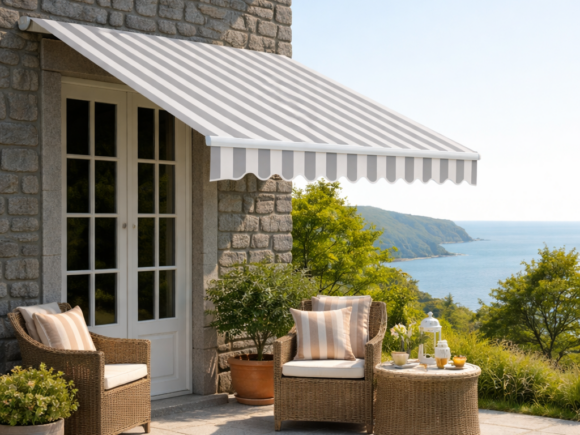 Алуминиева тента с чупещо рамо SUNNY 300x200 cm, Сиво-бяла