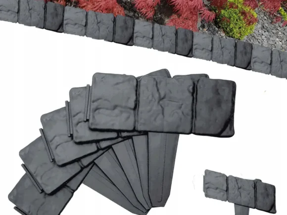 Пластмасов бордюр 10 бр, имитиращ камък 25x23 см