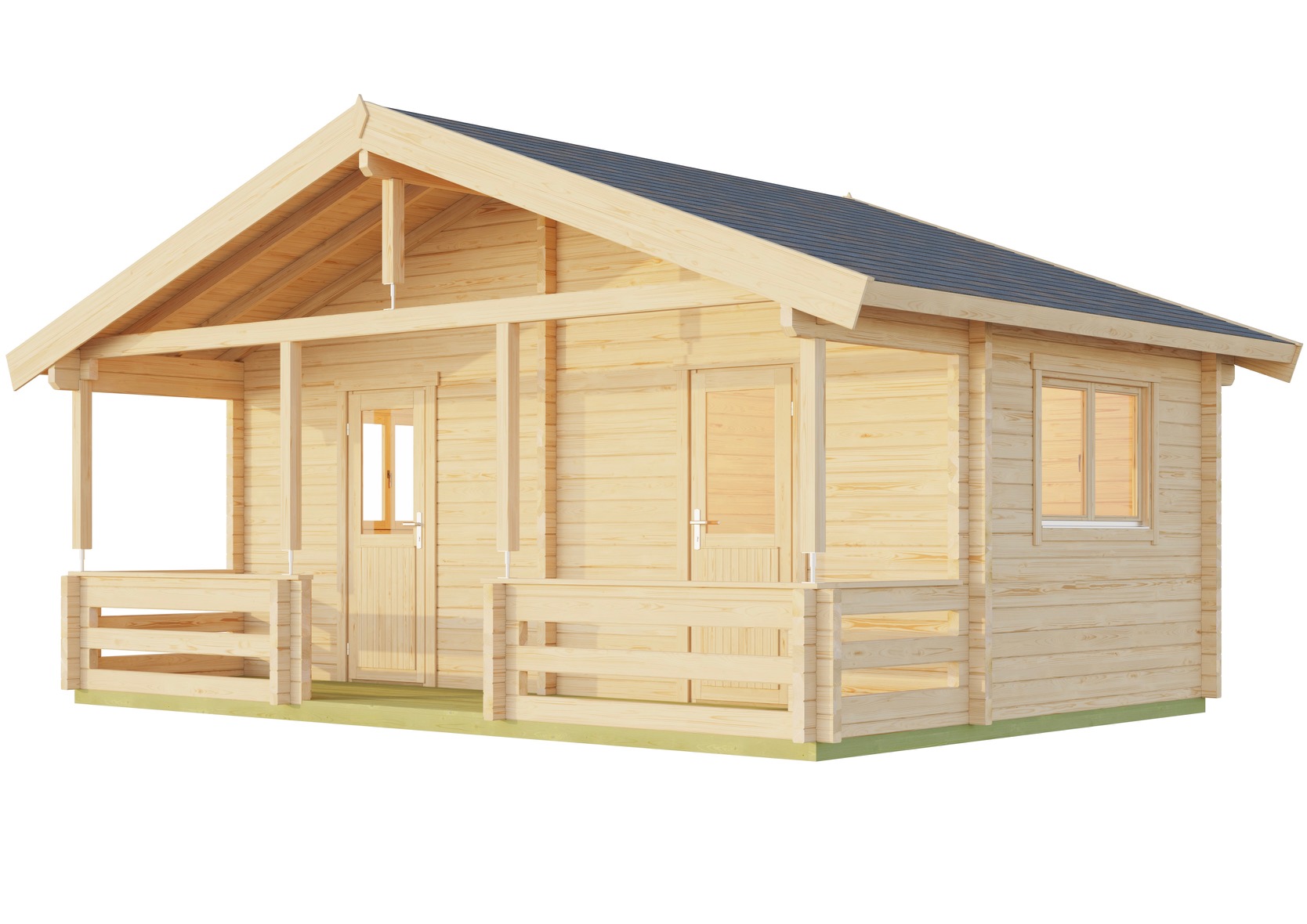 Дървено градинско бунгало Twin Cabin, 6х4.2 м, 70мм Смърч, натурално дърво - Image 5