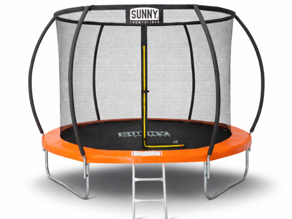 Батут Sunny Premium комплект оранжев 393 см + Вътрешна Мрежа + Стълба