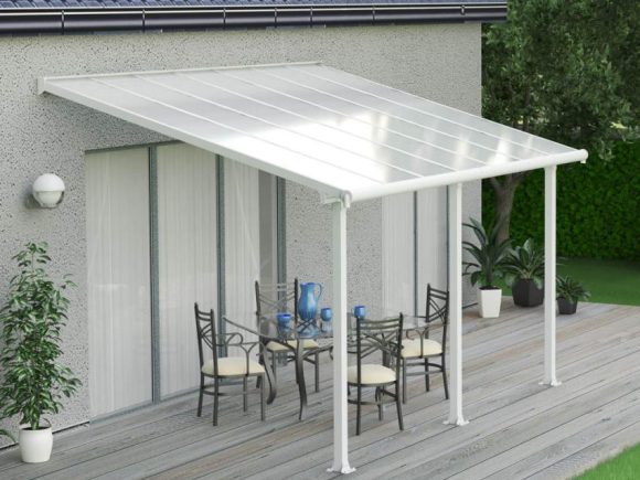 Алуминиев покрив за тераса Olympia 295x425x305 см цвят Бял