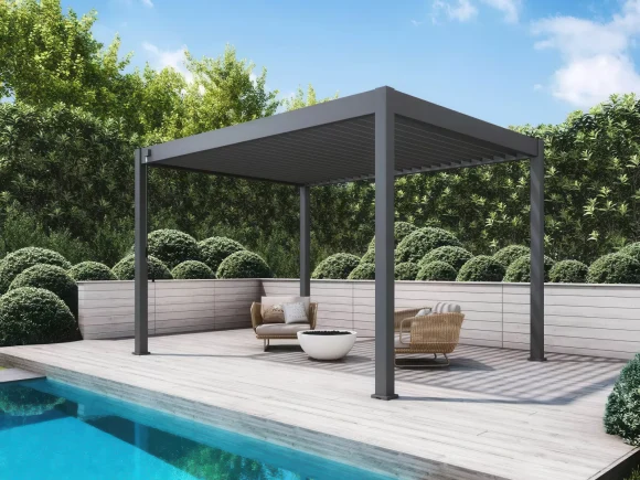 Биоклиматична алуминиева пергола за тераса ELEGANCE 3x4м, цвят Антрацит