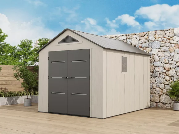 Пластмасовa градинска барака за инструменти EVEREST 250x312 см, 7.8 м² HDPE 22мм, Тъмно сива
