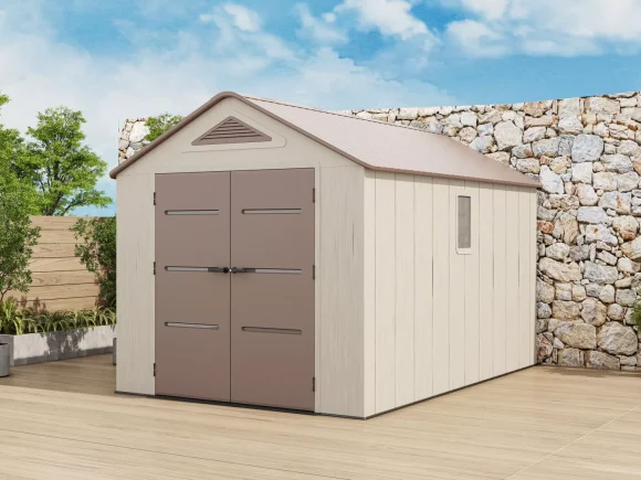 Пластмасовa градинска барака за инструменти EVEREST 250x378 см, 9.5 м² HDPE 22мм, Кафява