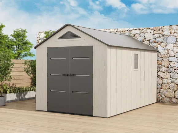 Пластмасовa градинска барака за инструменти EVEREST 250x378 см, 9.5 м² HDPE 22мм, Тъмно сива