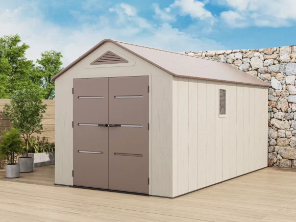 Пластмасовa градинска барака за инструменти EVEREST 250x444 см, 11.1 м² HDPE 22мм, Кафява