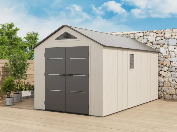 Пластмасовa градинска барака за инструменти EVEREST 250x444 см, 11.1 м² HDPE 22мм, Тъмно сива