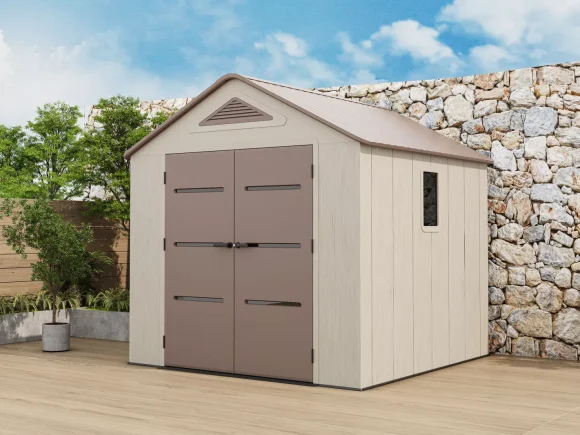 Пластмасовa градинска барака за инструменти EVEREST  250x246 см, 6.2 м² HDPE 22мм, Кафяв