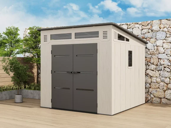Пластмасова градинска барака CHESTER 254x254 см, HDPE панели 22мм,  6.5 м² Тъмно сива