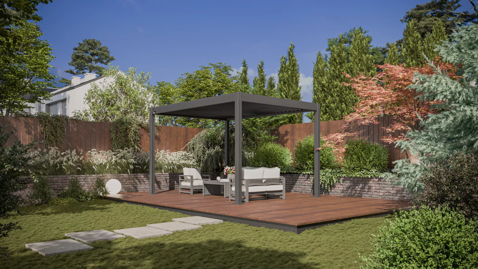 Биоклиматична алуминиева пергола за тераса ELEGANCE 3x4м, цвят Антрацит - Image 2